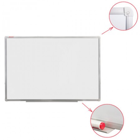 Доска магнитно-маркерная 100х150 см, алюминиевая рамка, ГАРАНТИЯ 10 ЛЕТ, РОССИЯ, BRAUBERG Стандарт, 235523