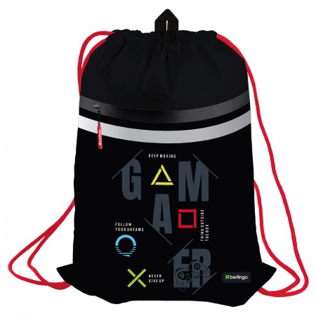Мешок для обуви 1 отделение Berlingo &quot;Game on&quot;, 340*460мм, вентиляционная сеточка, светоотражающая лента, карман на молнии 367891/SB-EX-1003