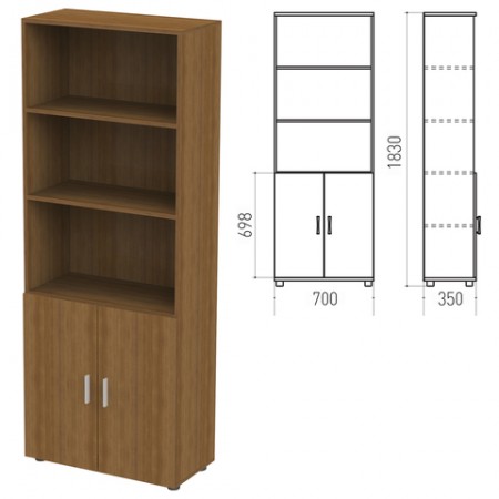 Шкаф полузакрытый &quot;Канц&quot;, 700х350х1830 мм, цвет орех пирамидальный (КОМПЛЕКТ)  980006