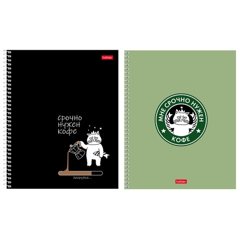 Тетрадь А5, 96 л., HATBER, спираль, клетка, рельефный картон, "Кофейные истории" (микс), 093664, 96Т5тВ1сп  405778