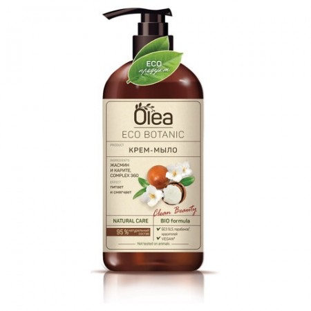 Мыло-крем 450 мл, OLEA Eco Botanic "Жасмин и карите", дозатор, 11255 702059